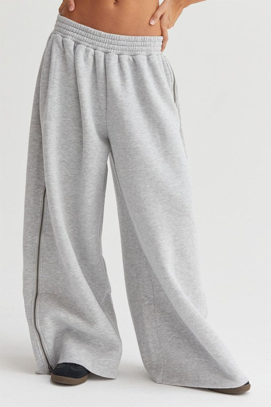 Wide Leg Side Zipper Sweatpants