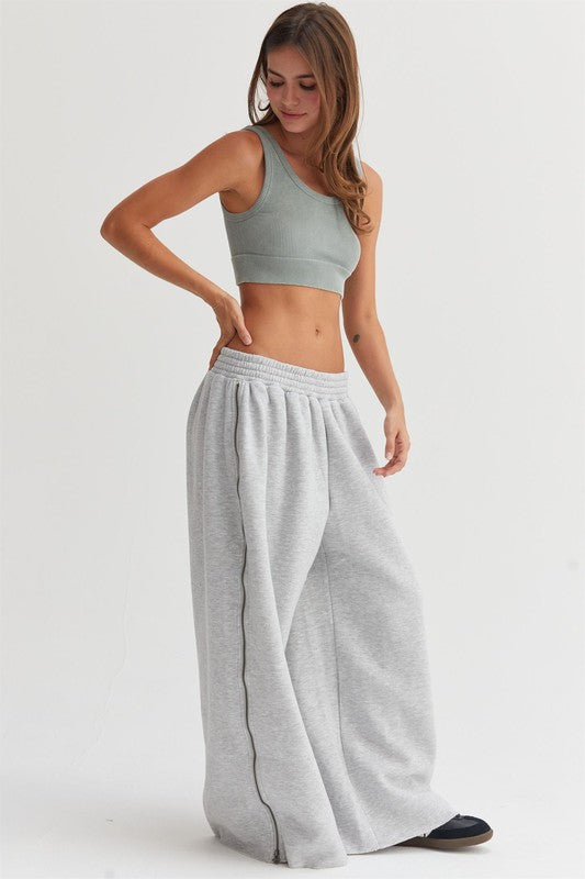 Wide Leg Side Zipper Sweatpants