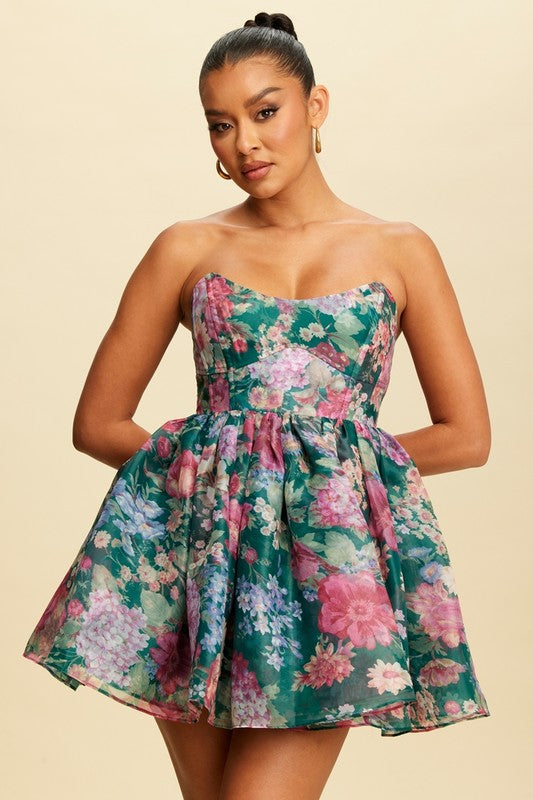 Vintage Floral Corset Dress