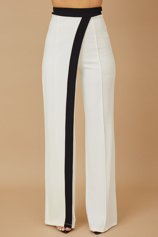 High Waist Color Block Pants