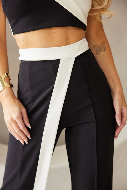 High Waist Color Block Pants