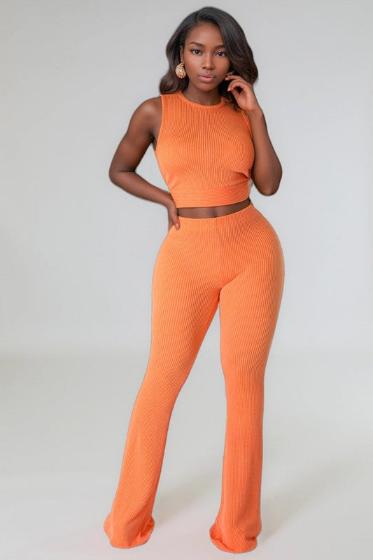 Crop Top Bell Bottom Set