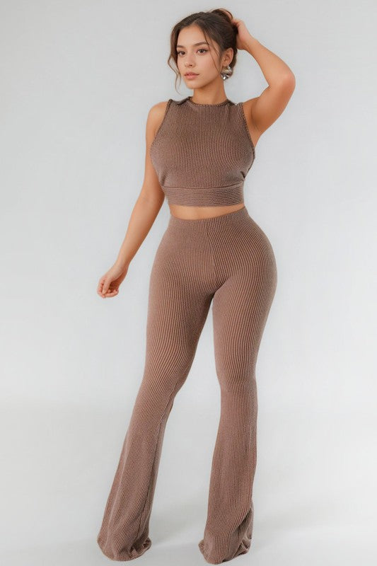 Crop Top Bell Bottom Set