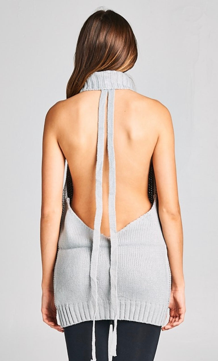 Turtleneck Backless Sweater