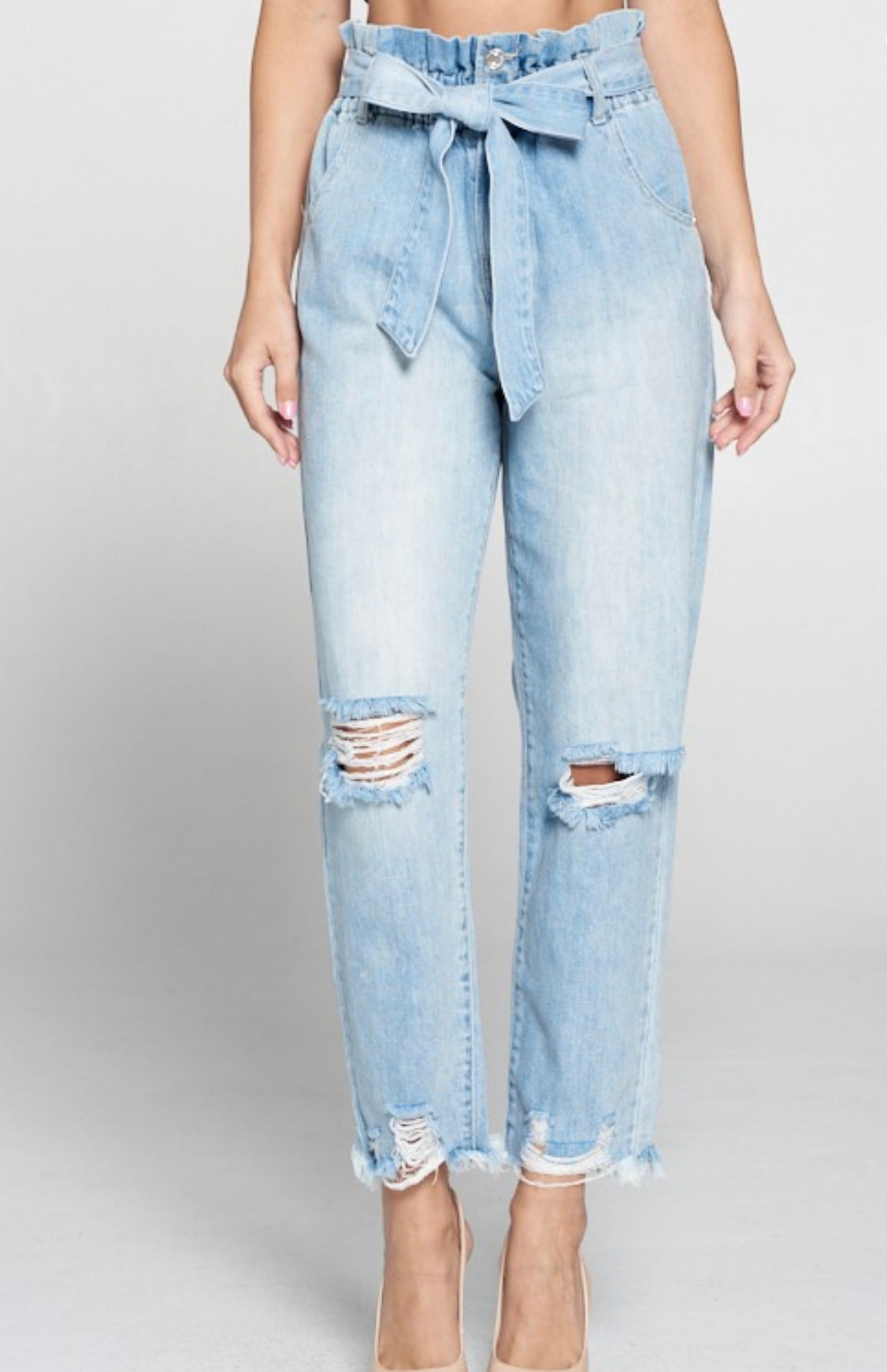 High Tie Waist Mom Jeans