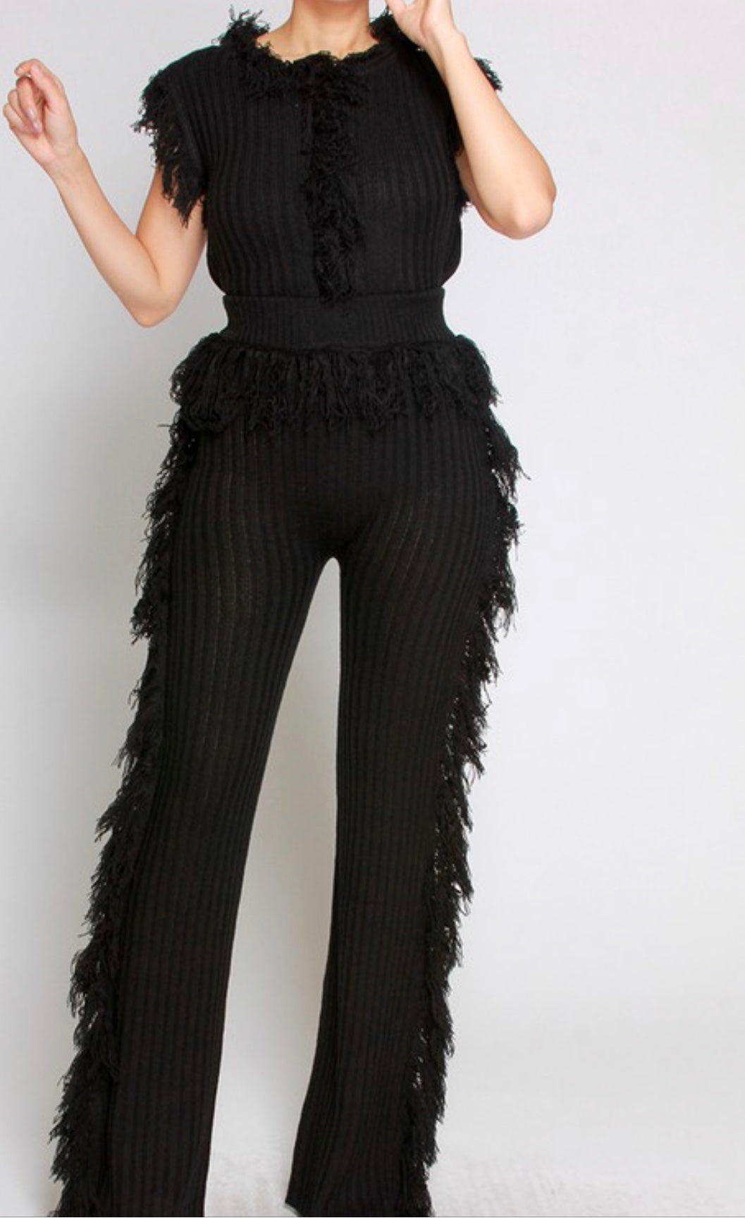 Fringes Sweater Pants Set