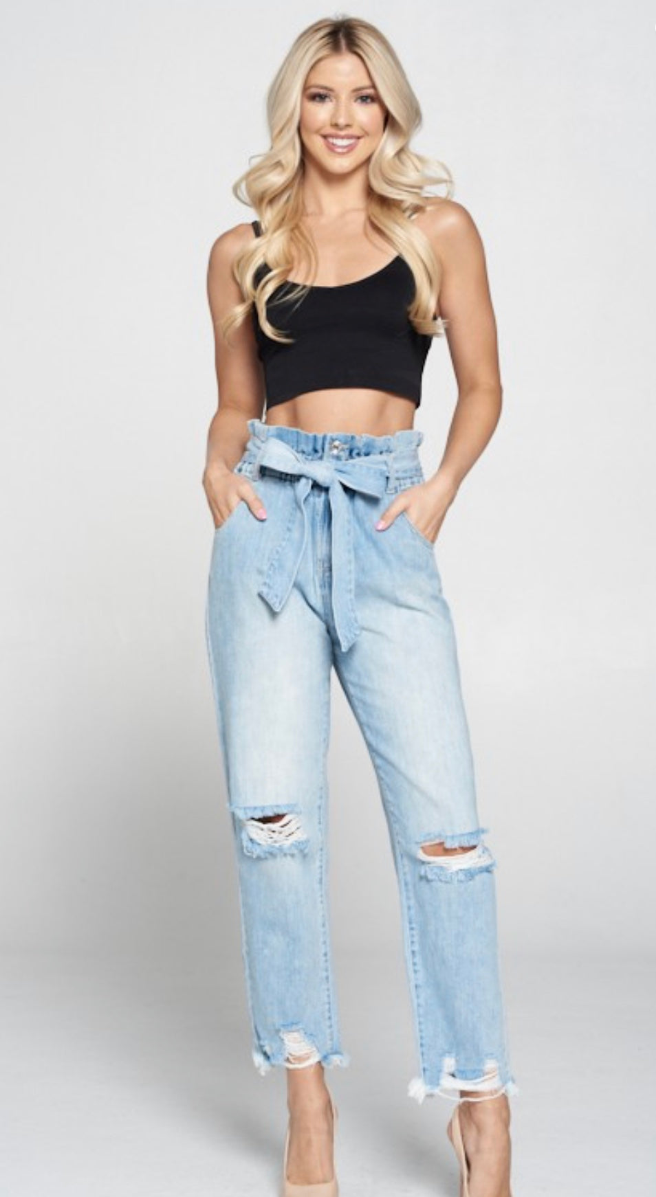 High Tie Waist Mom Jeans