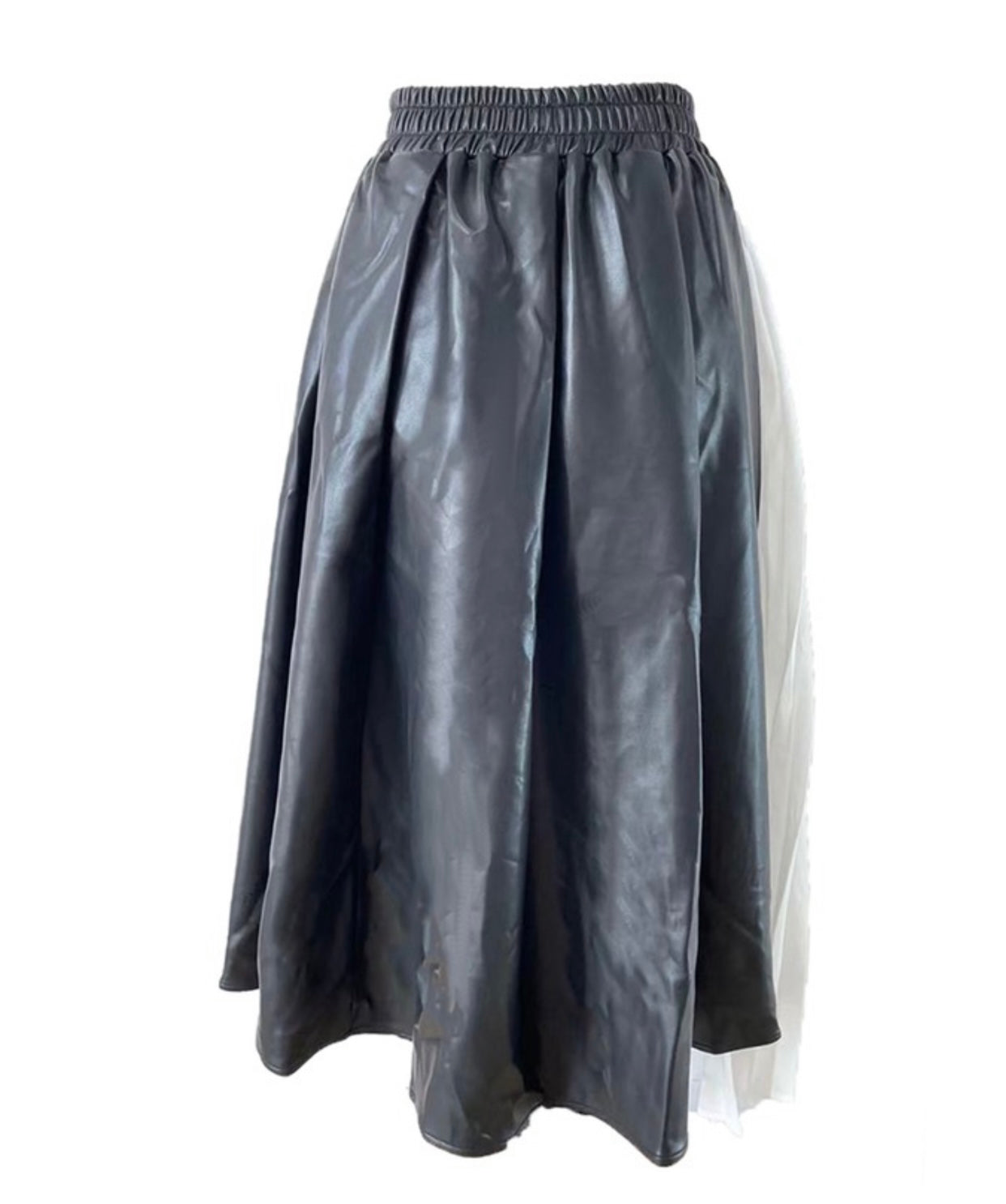 Leather Skirt With Contrast Pleating