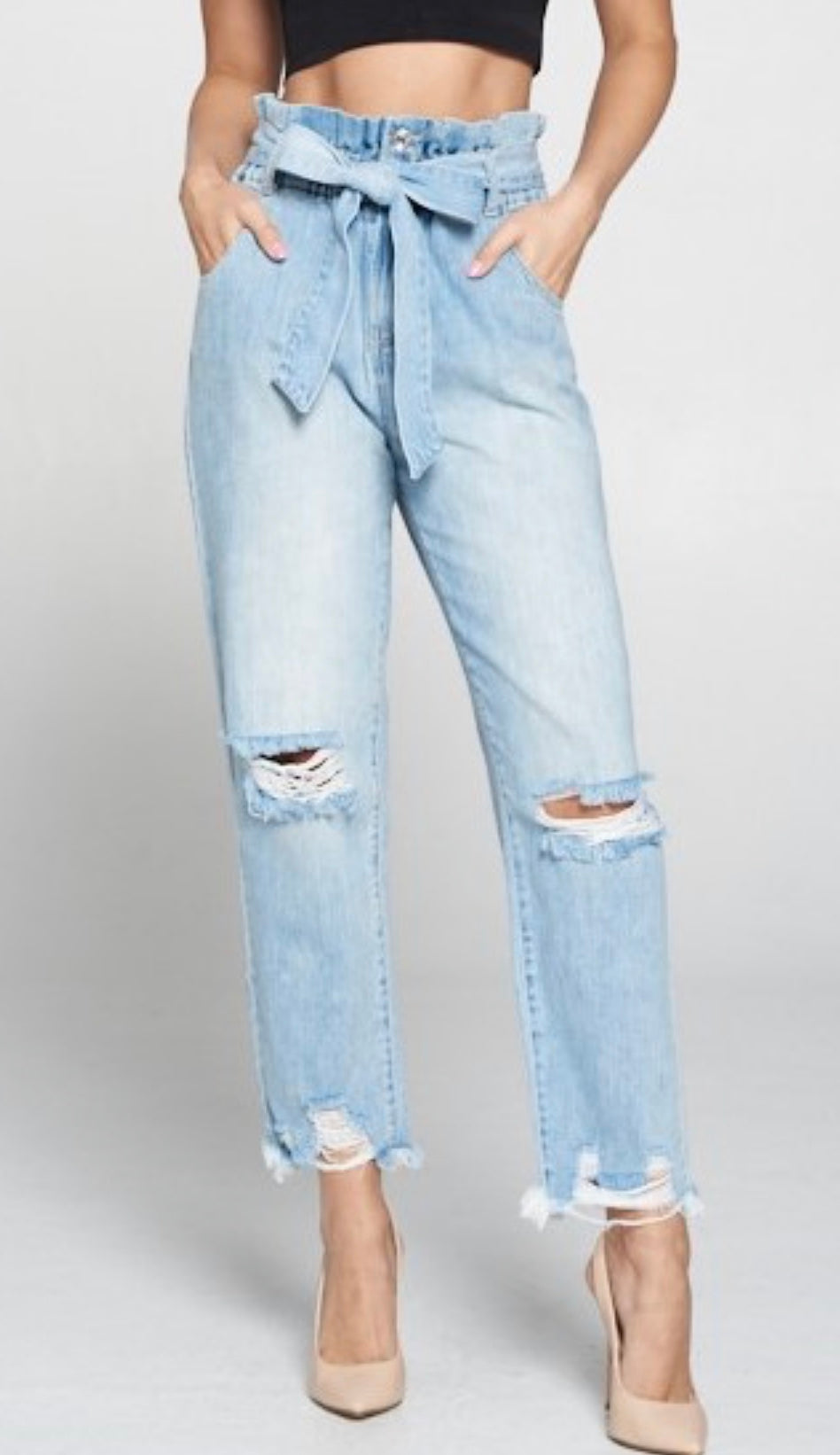 High Tie Waist Mom Jeans